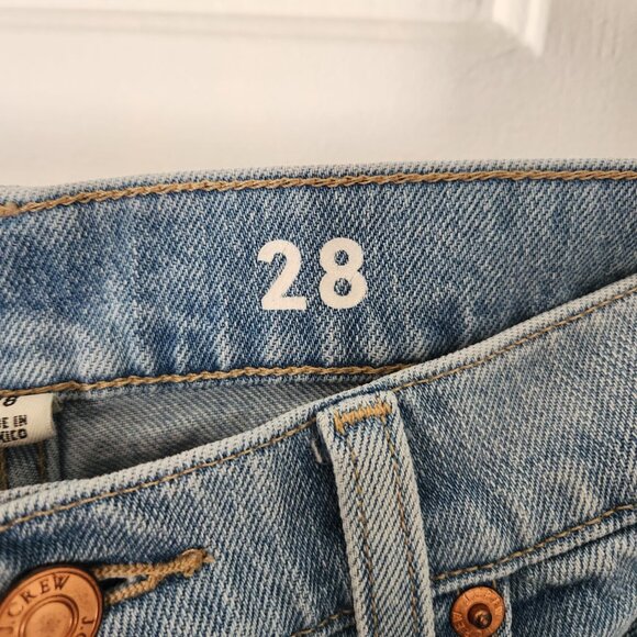 J. Crew Light Wash Raw Hem High Rise Straight Leg Slim Boyfriend Jean - Size 28 - Picture 4 of 12